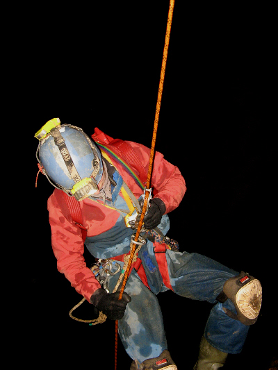 Peak District/Sheffield caving club in Titan, Peak Cavern