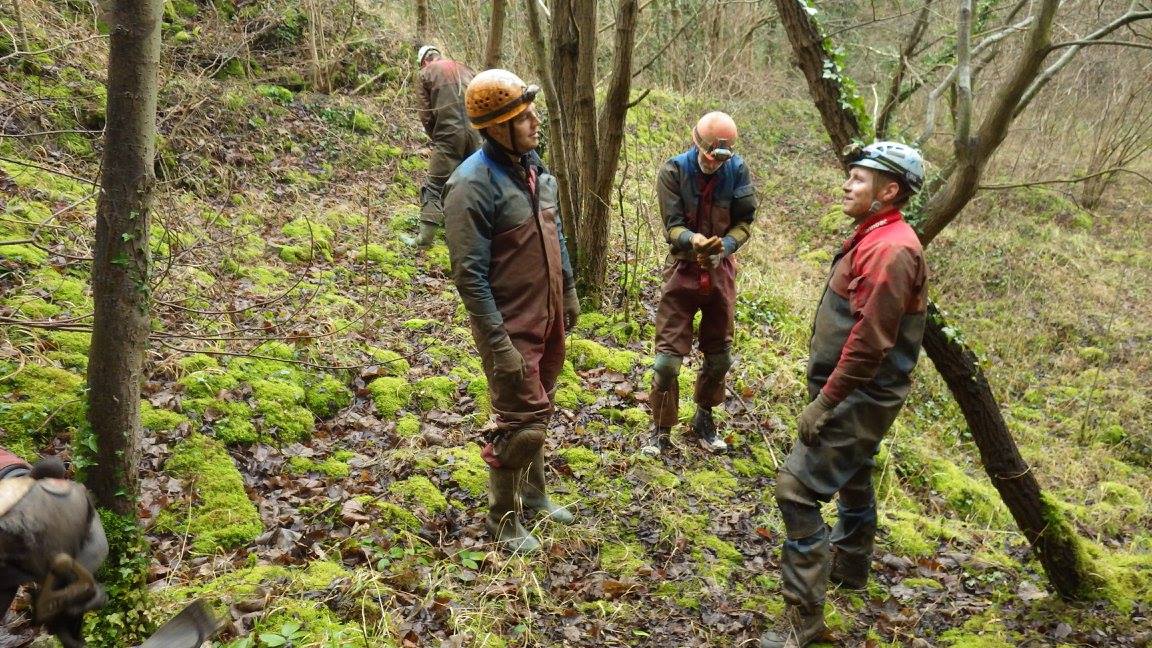 Peak District/Sheffield caving club in Stoney Middleton